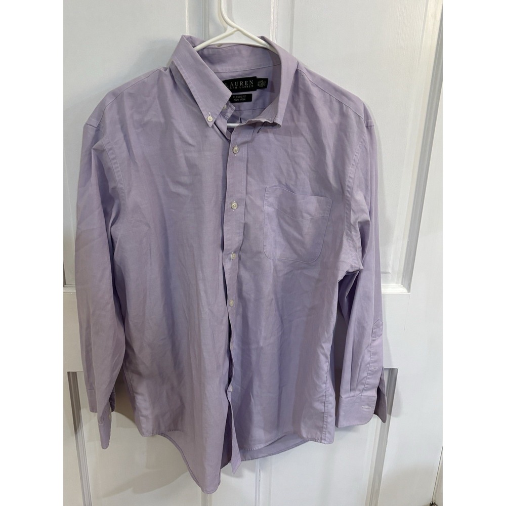 Ralph Lauren Shirt Mens 16.5 32/33 LavenderLong Sleeve Button Up Non Iron